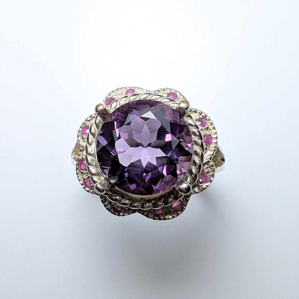 Miniature : 4.5ct Natural purple Amethyst 925 Silver / Gold/ Platinum ring