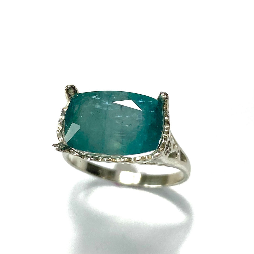 縮圖：4.6cts Natural Grandidierite 925 Sterling silver art deco solitaire ring