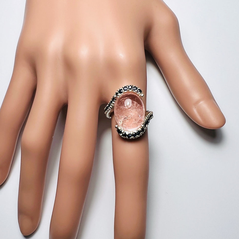 縮圖：7.8ct Natural Pink Morganite Beryl 925 Silver / Gold/ Platinum ring