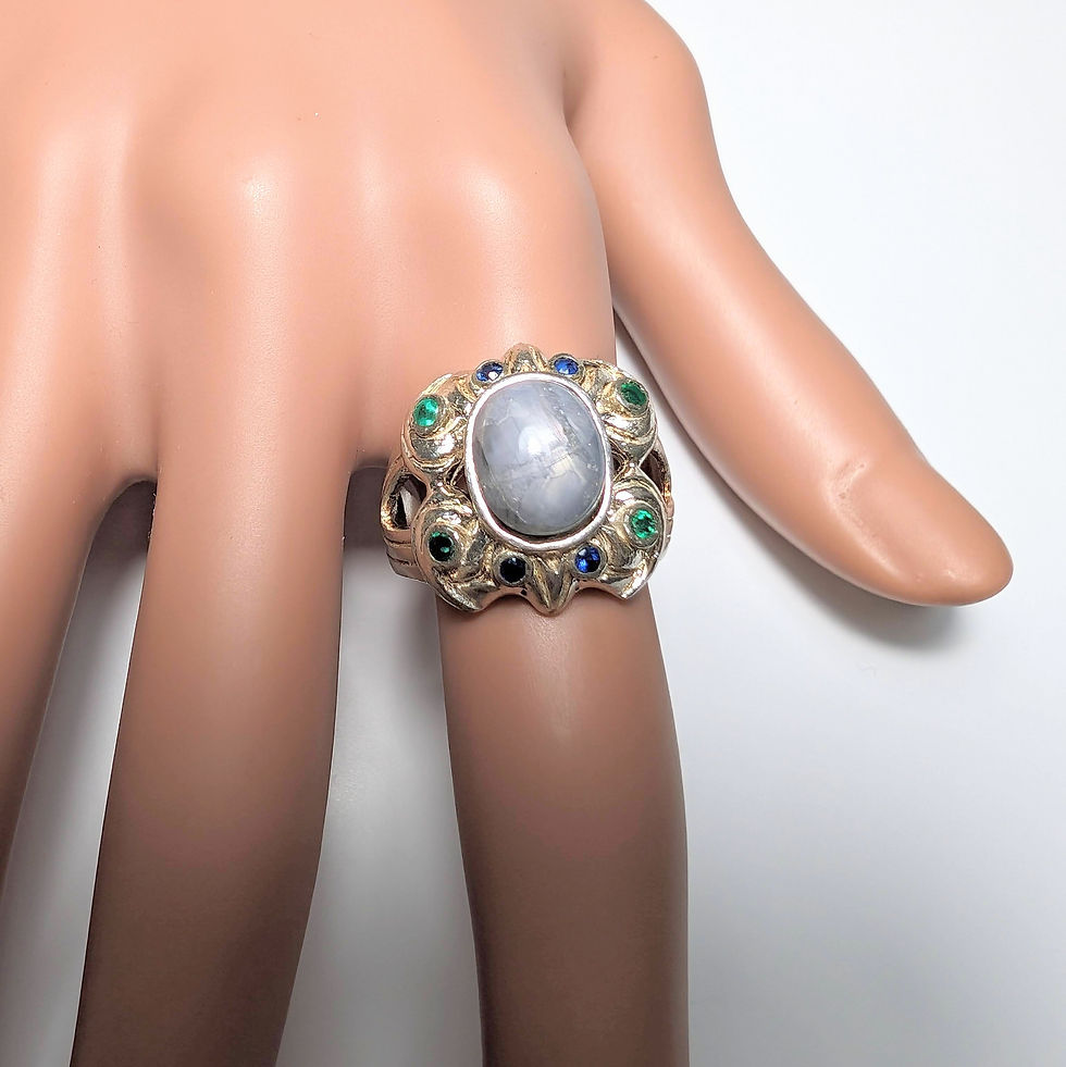 Miniatura: Product: 5.22ct Natural Blue ray star sapphires 925 Silver / Gold/ Platinum ring
