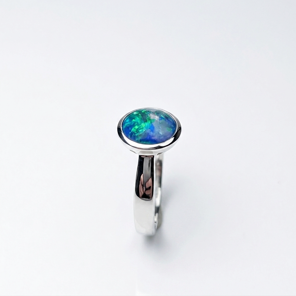 Thumbnail: Natural Australian Black Opal Silver / Gold / Platinum ring