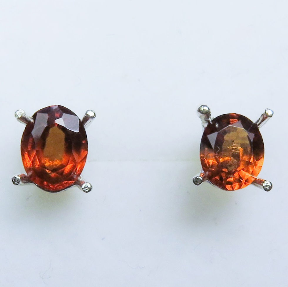 Miniatura: 1.9cts Natural Hessonite Garnet Cinnamon orange Silver /Gold stud earrin