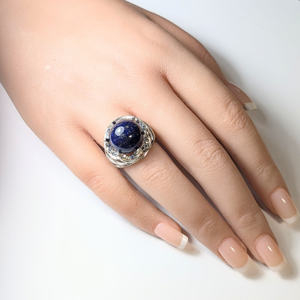 縮圖：Certified 5ct Natural Lapis Lazuli 925 Silver/ Gold/ Platinum ring