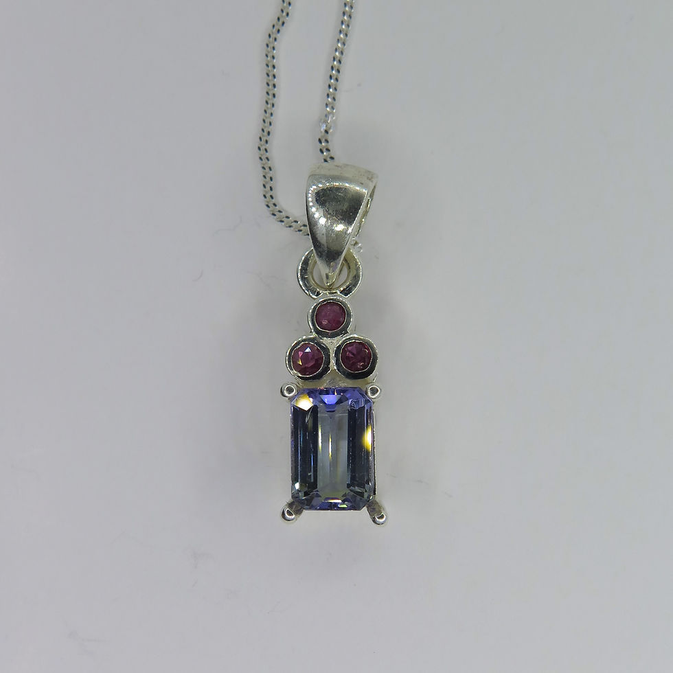 Miniatura: Natural purple blue Tanzanite 925 Silver 9ct 14k 18k 375 585 750 Gold Platinum art deco pendant