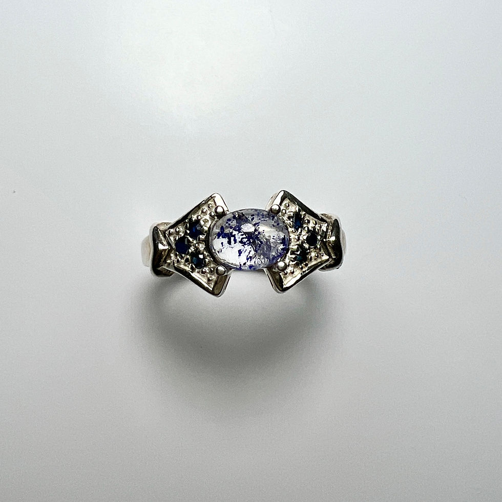 縮圖：Rare Natural tenebrescent scapolite 925 Silver/ Gold/ Platinum ring