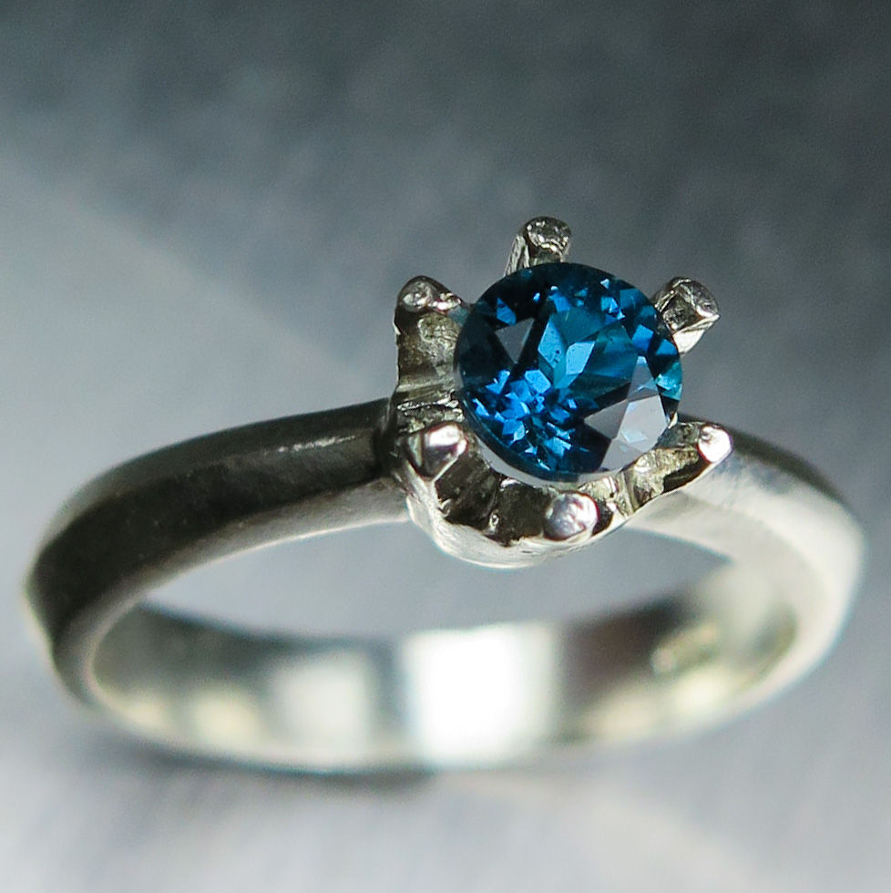 Миниатюра: Natural London blue Topaz 925 Silver / Gold/ Platinum ring