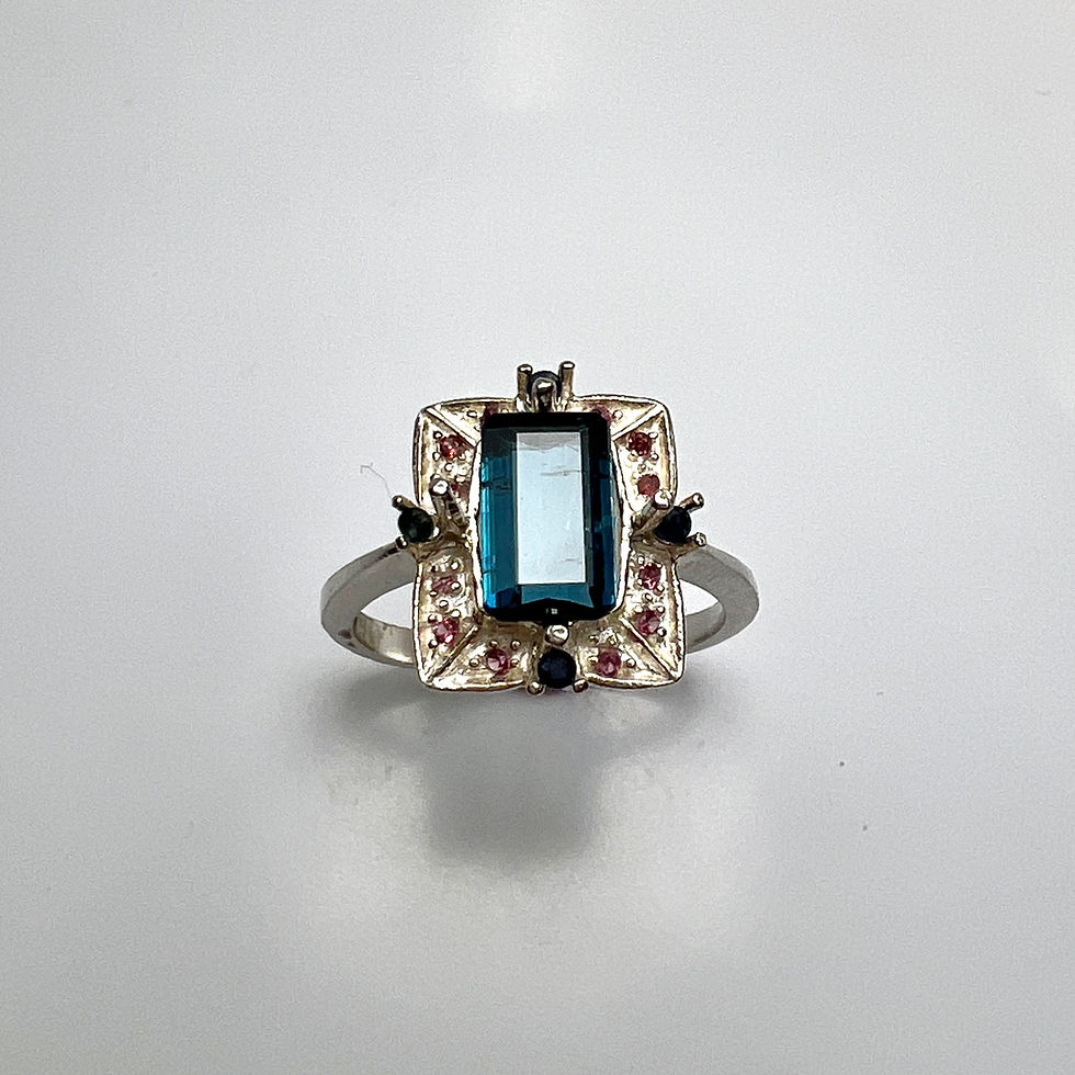 Миниатюра: Certified 1.3ct Natural Indicolite tourmaline 925 Silver / Gold ring
