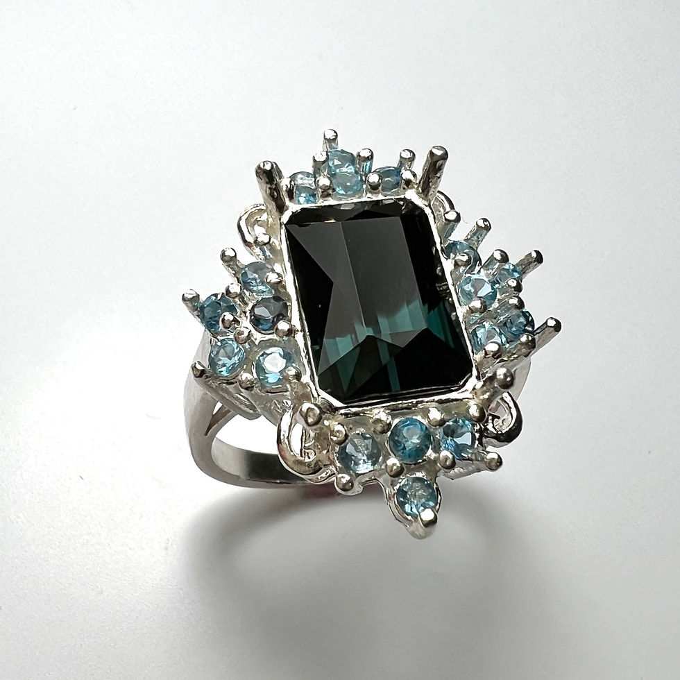 Thumbnail: 4.45ct Natural Indicolite bi-colour tourmaline 925 Silver / Gold ring