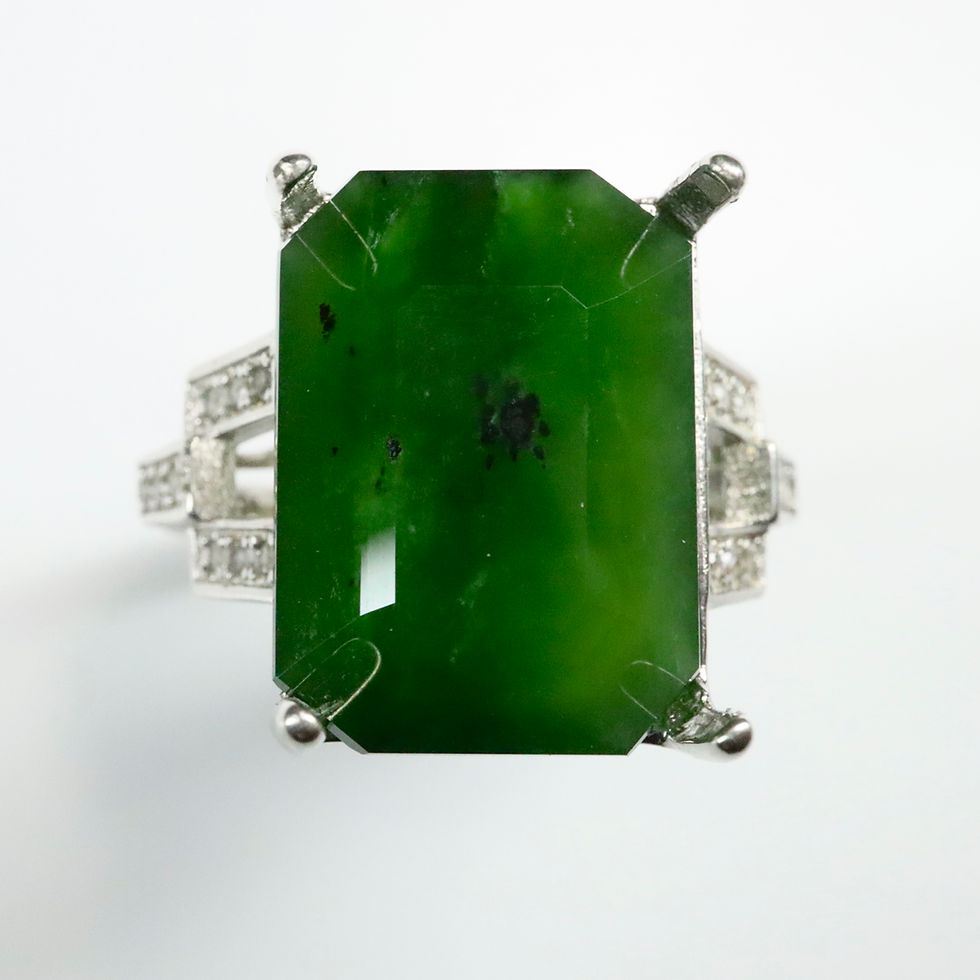 Thumbnail: 10.8ct Natural Green Jade Nephrite 925 Silver / Gold/ Platinum ring