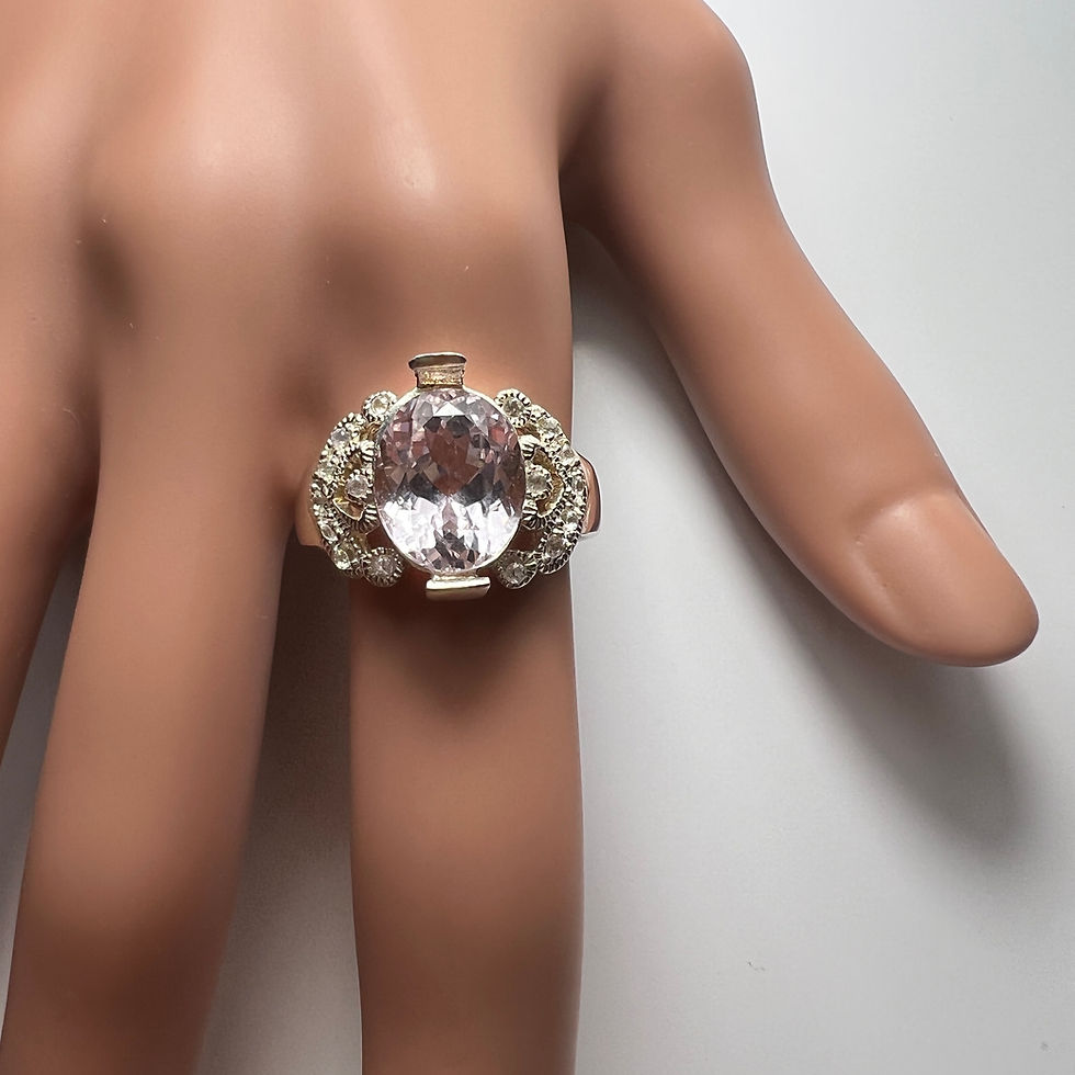 Миниатюра: 4.65ct Natural Light Pink Kunzite 925 Silver / Gold/ Platinum ring