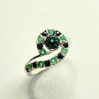 0.4cts Natural Green trapiche emerald 925 Silver / Gold/ Platinum ring