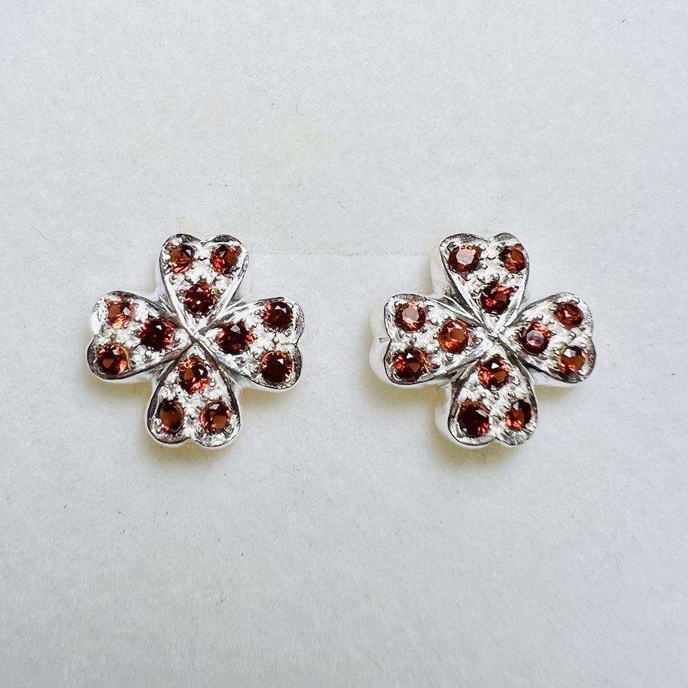 Miniatura: Natural Mandarin garnet spessartite 925 silver 14k 18k 585 750 yellow white rose gold Platinum stud earrings lucky clover