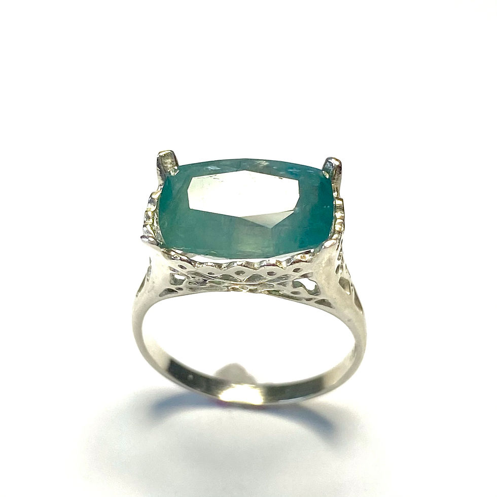 縮圖：4.6cts Natural Grandidierite 925 Sterling silver art deco solitaire ring