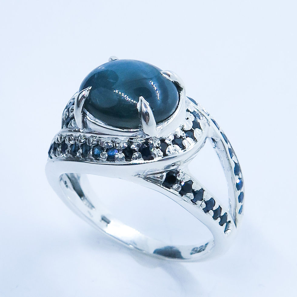 縮圖：Natural royal blue star Sapphire 925 Silver 9ct 14k 18k 375 585 750 Gold 950 Platinum marine knot ring