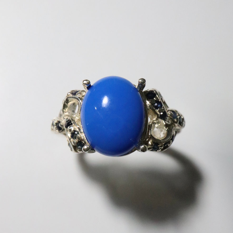3ct Natural blue ceruleite 925 Silver / Gold/ Platinum ring