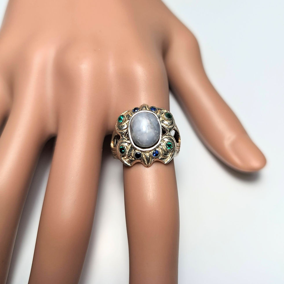 Miniatura: Product: 5.22ct Natural Blue ray star sapphires 925 Silver / Gold/ Platinum ring
