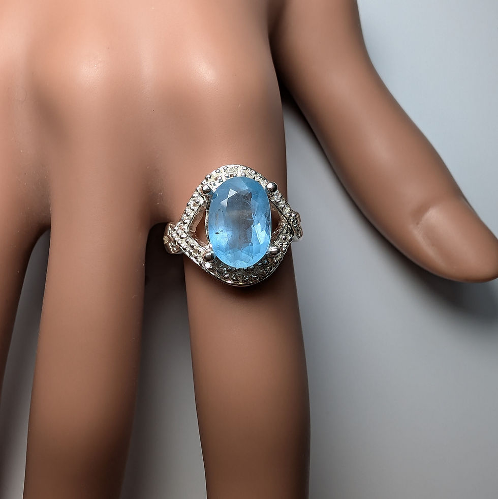 縮圖：2.2cts Aquamarine Vorobyevite Alkali Beryl Silver/ Gold /Platinum ring