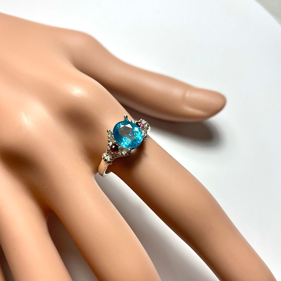Miniatura: 1.5cts Natural Paraiba blue Apatite 925 Silver/ Gold/ Platinum ring