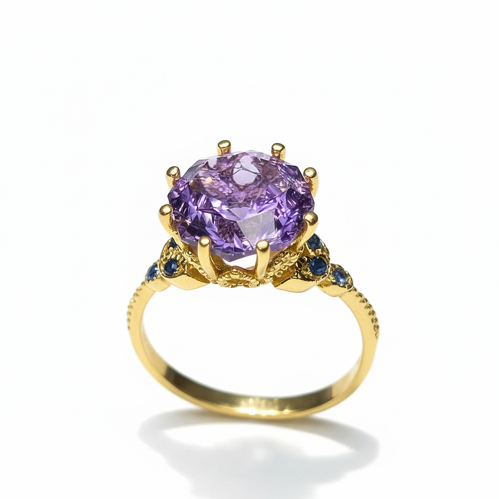 Miniatura: 3.84ct Natural Amethyst crown ring 925 Silver / Gold/ Platinum