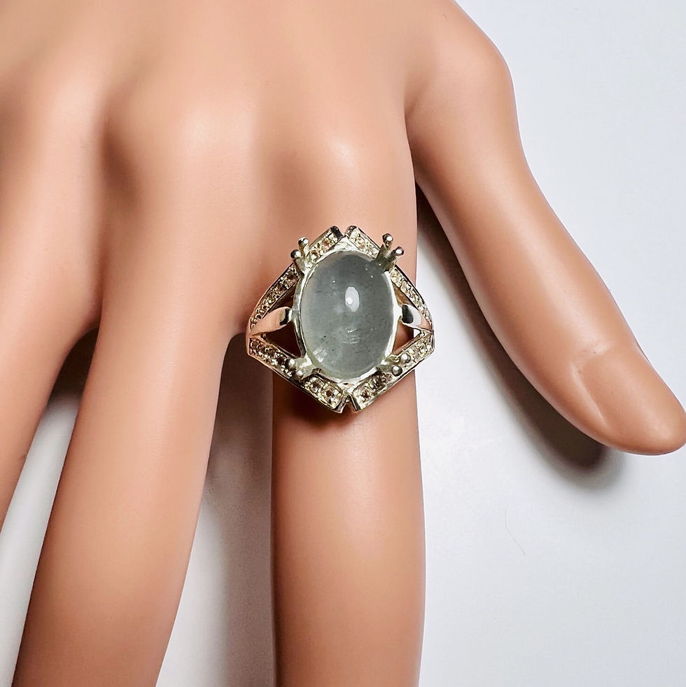 縮圖：4.7ct Natural aqua blue Aquamarine Silver/ Gold /Platinum ring