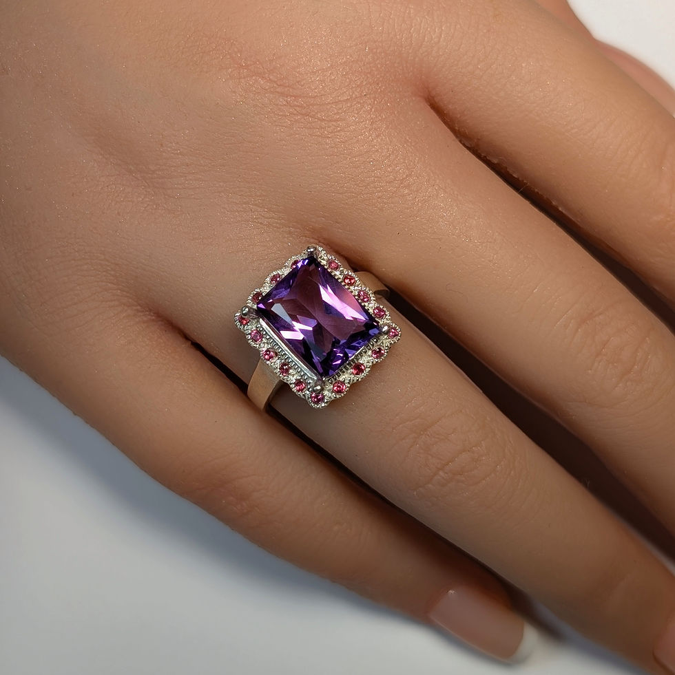 Miniature : 4.45ct Natural purple Amethyst 925 Silver / Gold/ Platinum ring