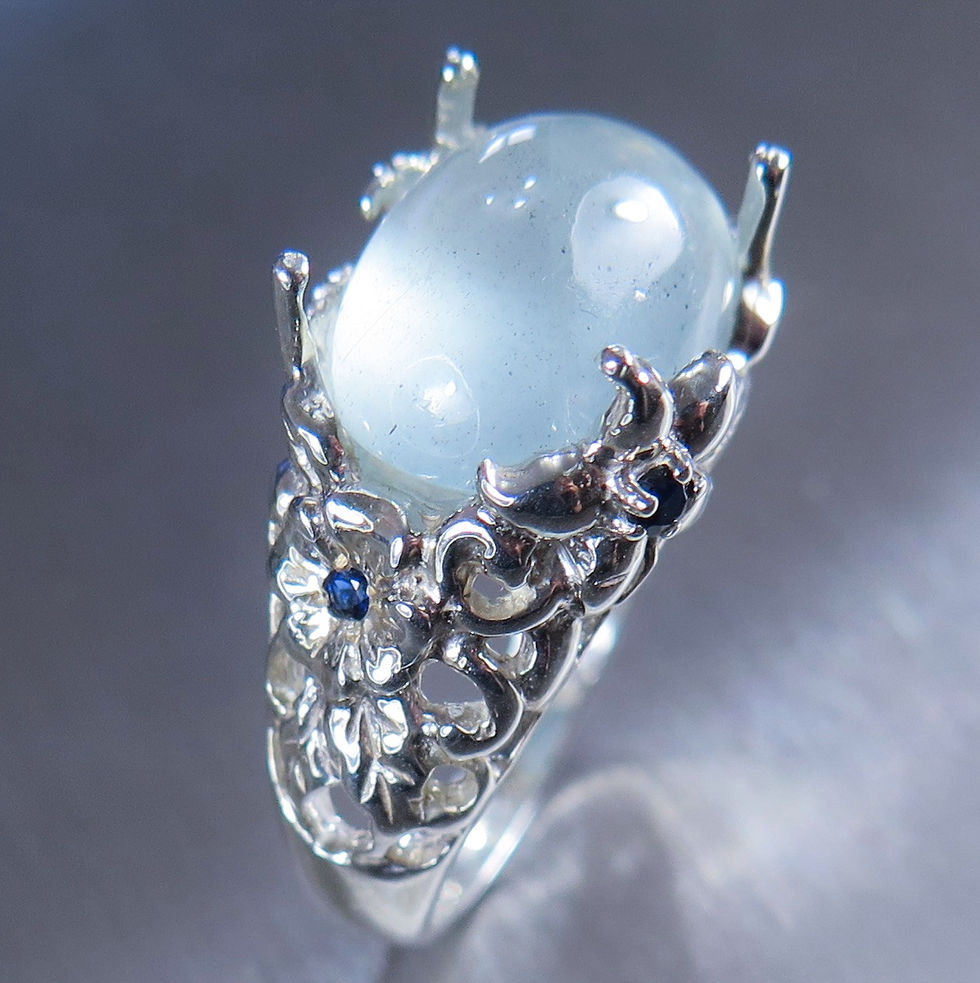 Miniatura: 7.65cts Natural blue Aquamarine 925 Silver / Gold/ Platinum rin