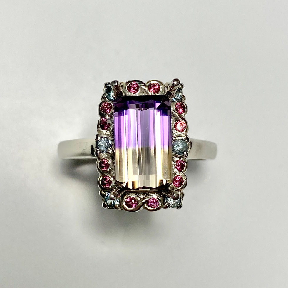 Миниатюра: 2.3cts Natural Bi-colour Ametrine 925 Silver / Gold/ Platinum ring