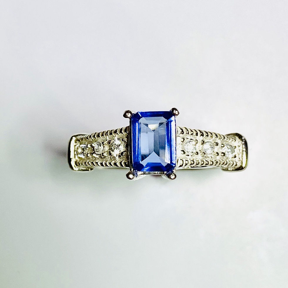 縮圖：Natural purple blue Tanzanite 925 Silver 9ct 14k 18k 375 585 750 Gold Platinum emerald ring