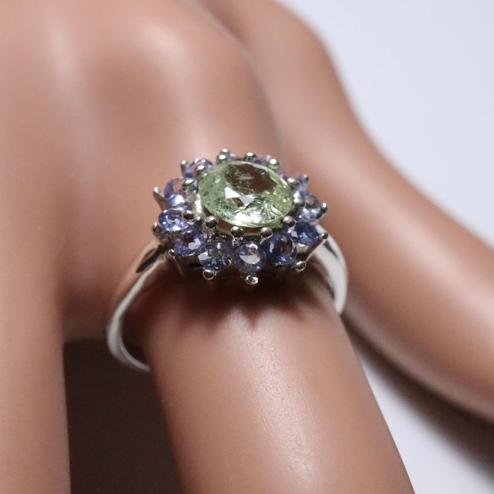 Миниатюра: Certified 1.15ct Rare Natural mint green Sapphire 925 Silver / Gold ring