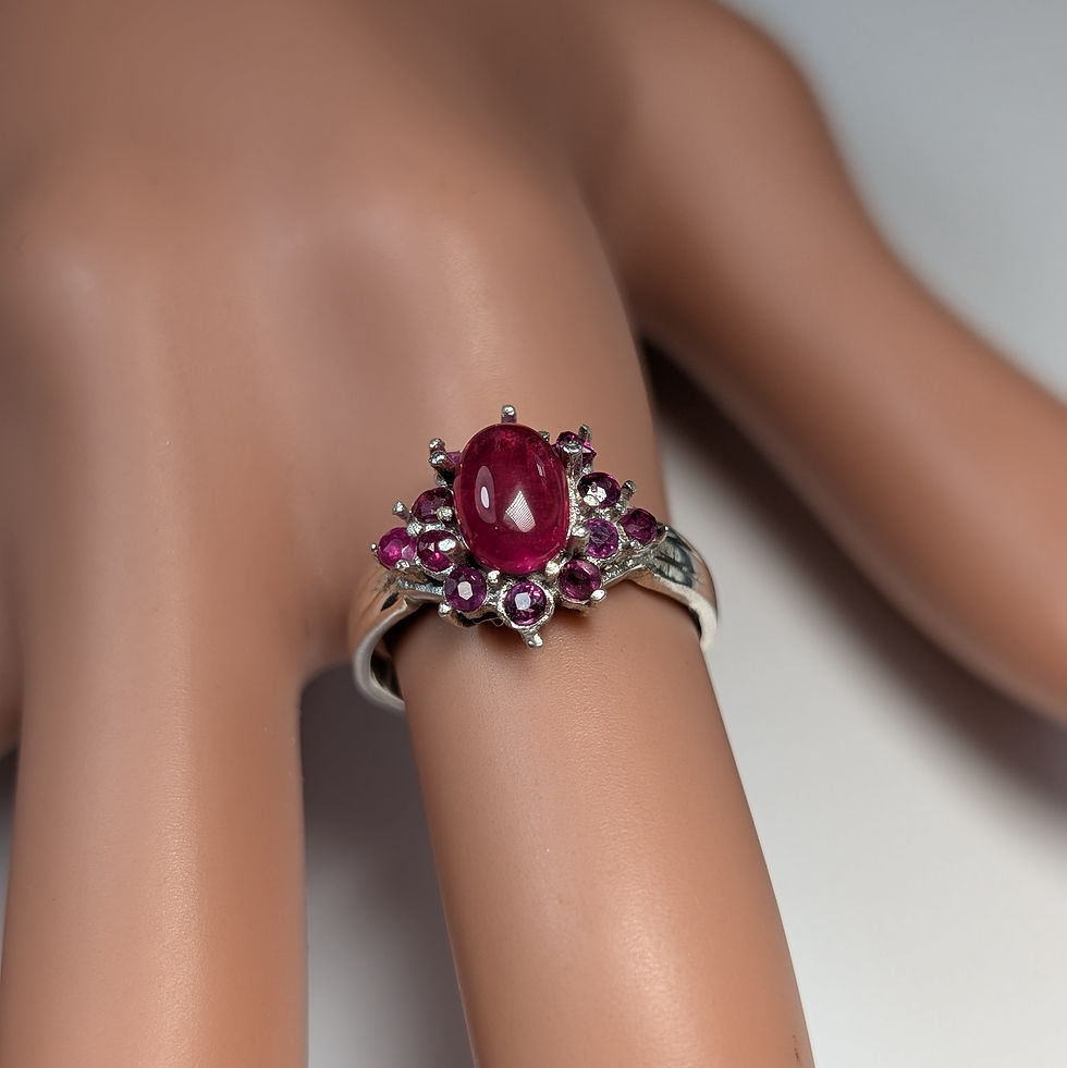 Miniature : 1.3ct Rare Natural Red Rhodonite 925 Silver/ Gold/ ring