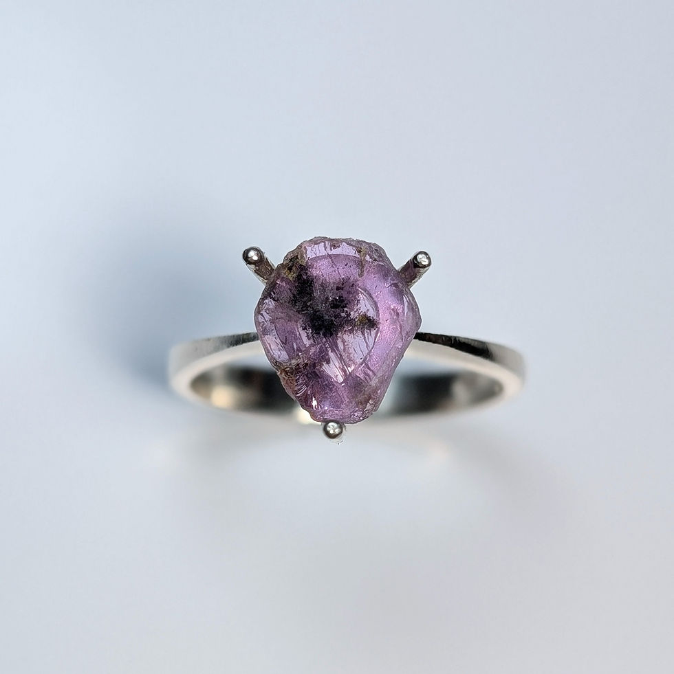 Миниатюра: Untreated 1.78ct Natural Pink Trapiche Sapphire 925 Silver/ Gold ring