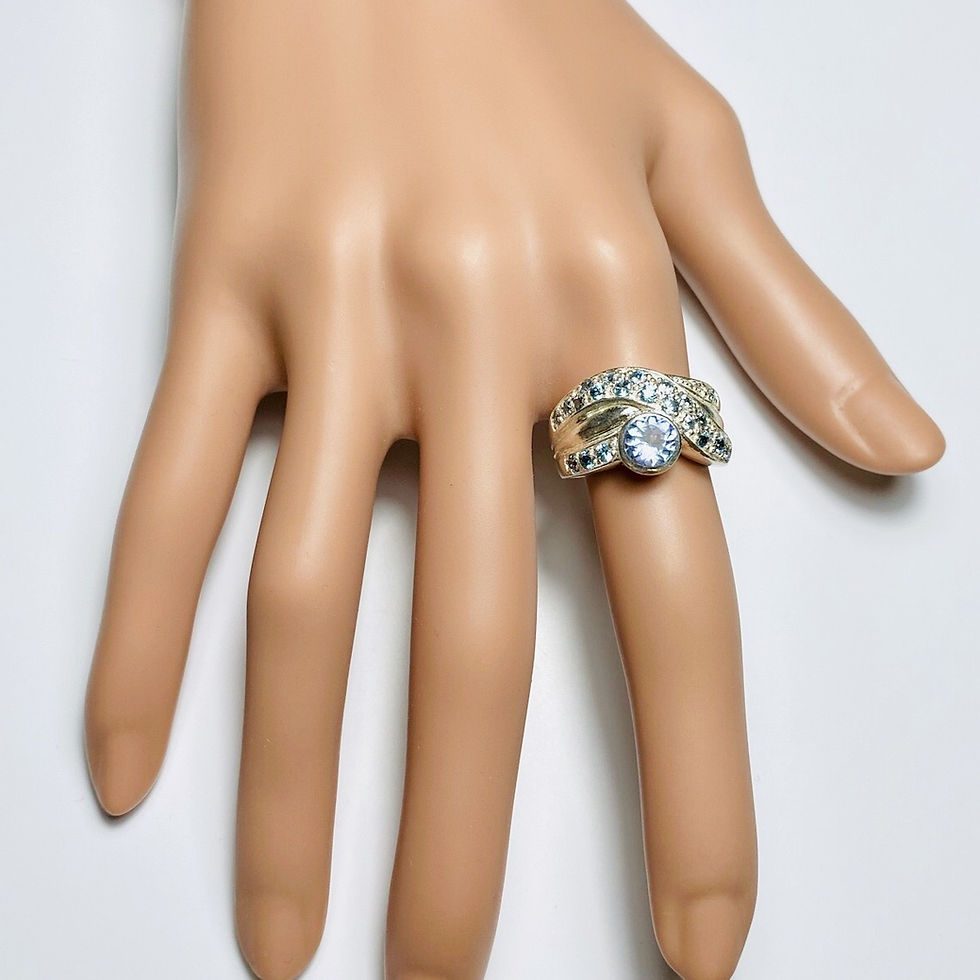 Thumbnail: Natural purple blue Tanzanite 925 Silver 9ct 14k 18k 375 585 750 Gold Platinum cocktail ring