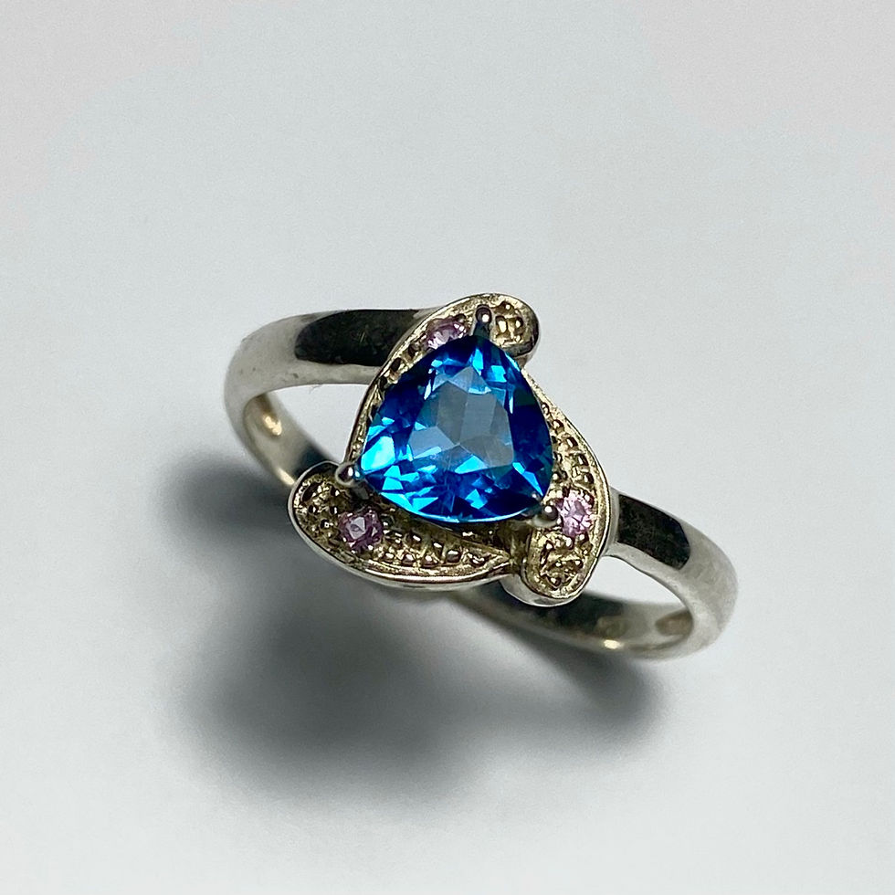 Miniatura: Natural topaz trillion 925 Silver / Gold/ Platinum engagement ring