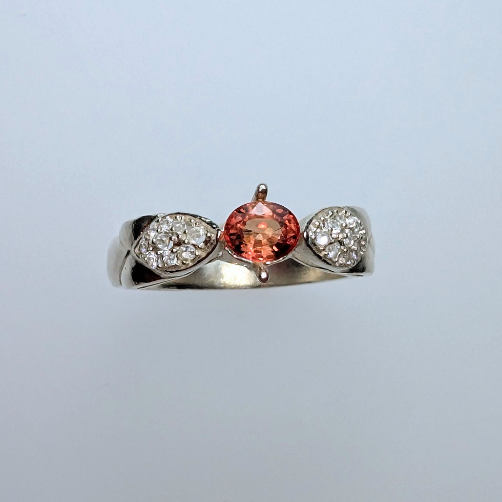 Miniatura: 0.5ct Natural padparadscha sapphire engagement ring 925 Silver, Gold, Platinum