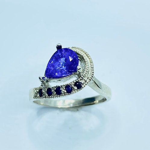 1.4ct Natural Violetish Blue Tanzanite 925 Silver/ Gold/ Platinum ring