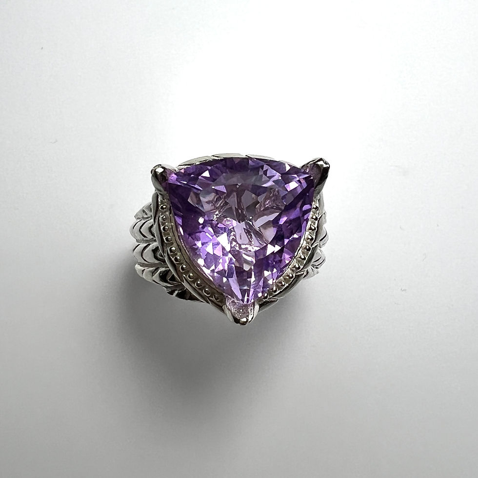 縮圖：6.35ct Natural Purple Amethyst 925 Silver / Gold/ Platinum unisex mans ring