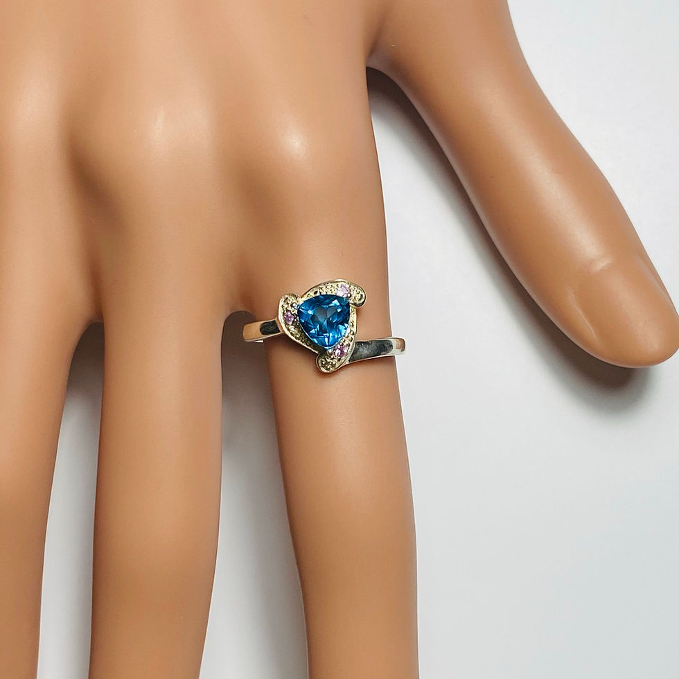 Miniatura: Natural topaz trillion 925 Silver / Gold/ Platinum engagement ring