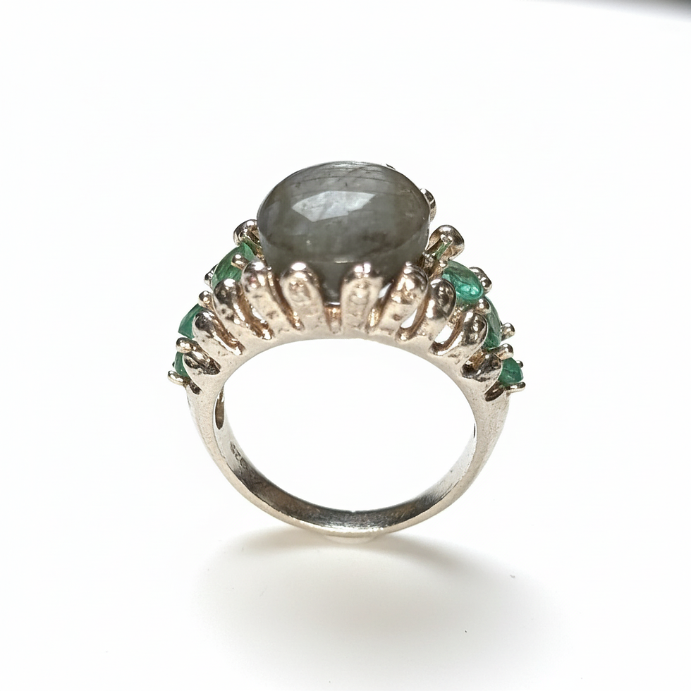 Miniatura: 12.2ct Natural silky grey Sapphire unisex ring 925 Silver, Gold, platinum