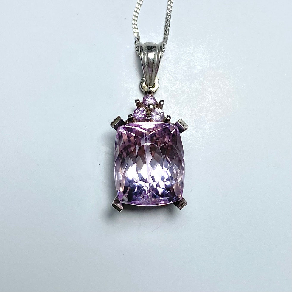 Miniatura: 12ct Natural pink Kunzite Silver / Gold / Platinum pendant