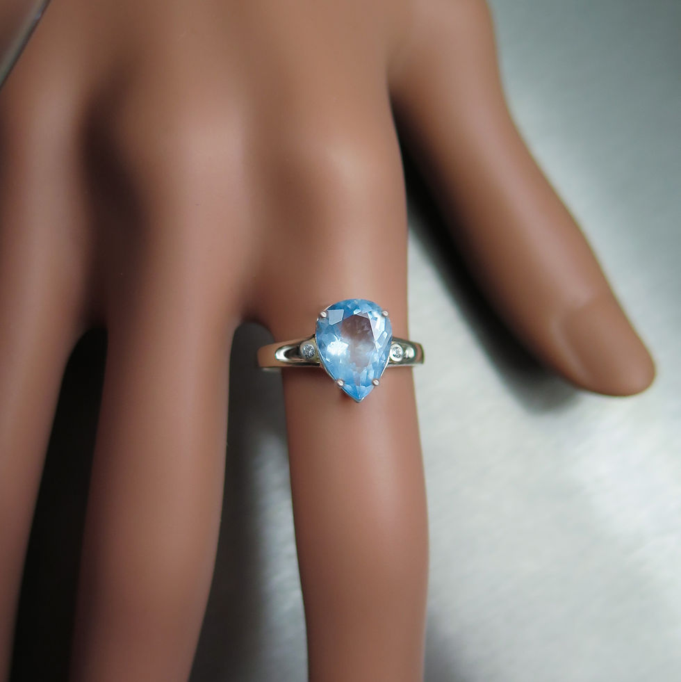 Миниатюра: 2.1ct Natural Aquamarine, Santa Maria blue Silver/ Gold /Platinum ring