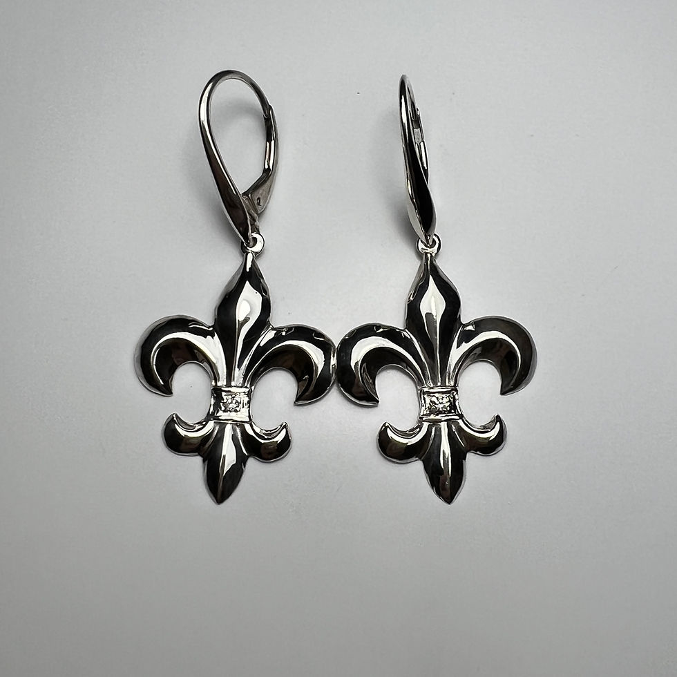 Miniatura: Fleur De Lis Natural Diamond Silver/ Gold drop earrings