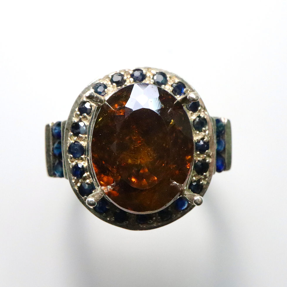 縮圖：9.6ct Natural Burnt Orange Sphalerite 925 Silver / Gold/ Platinum ring