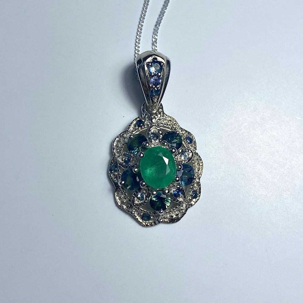 Thumbnail: 1.05ct Natural Zambian Emerald 925 Sterling Silver pendant