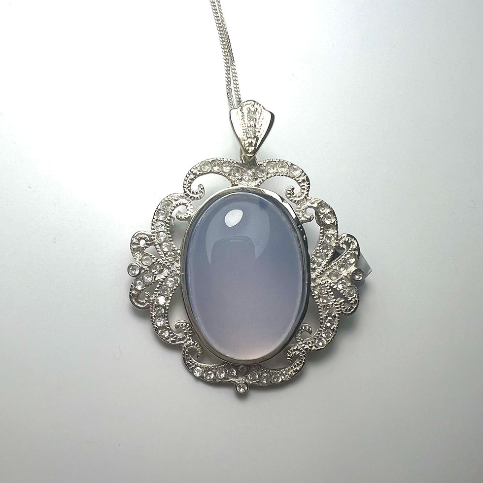 Thumbnail: 26.95ct Natural lavender blue chalcedony Silver / Gold / Platinum pendant