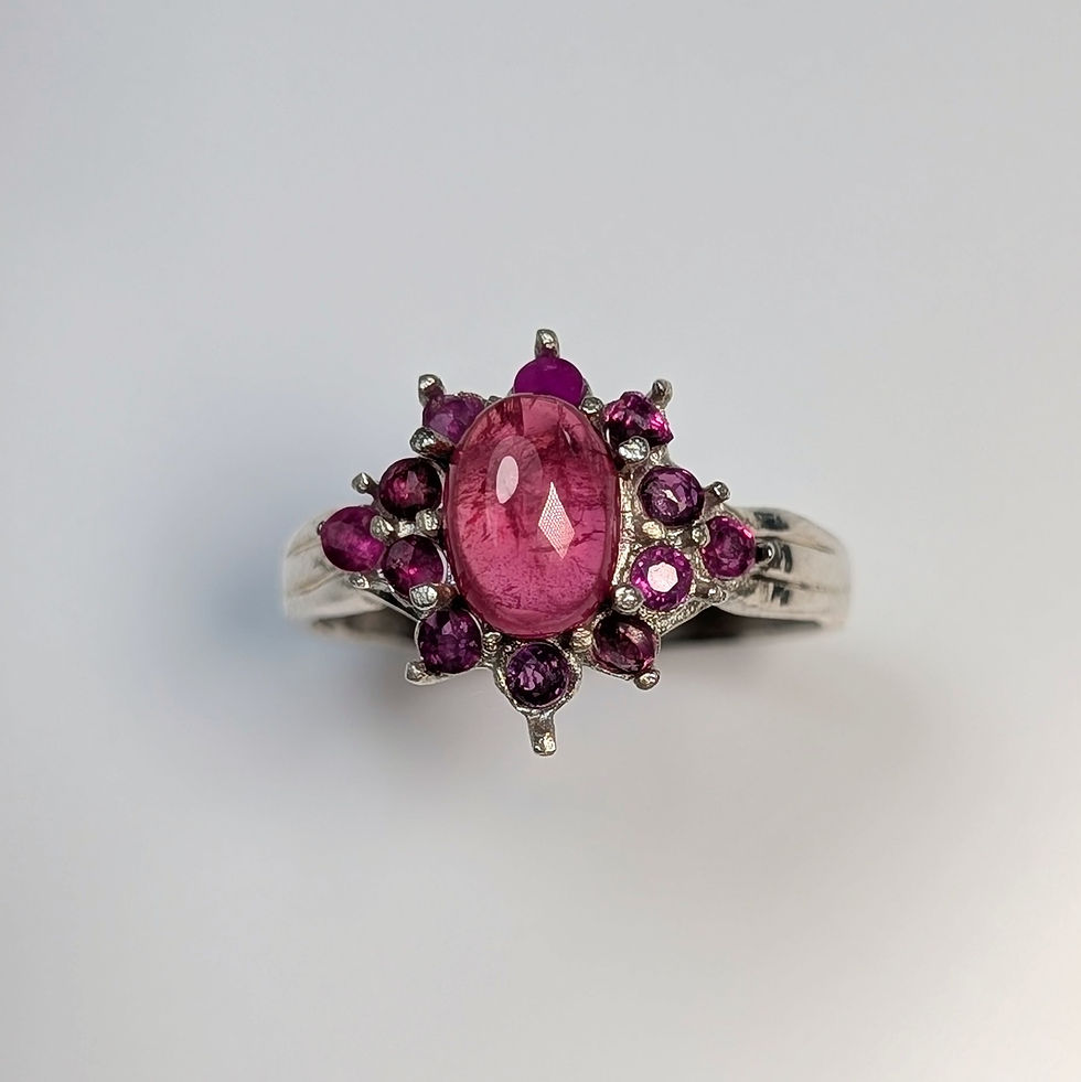 Miniature : 1.3ct Rare Natural Red Rhodonite 925 Silver/ Gold/ ring