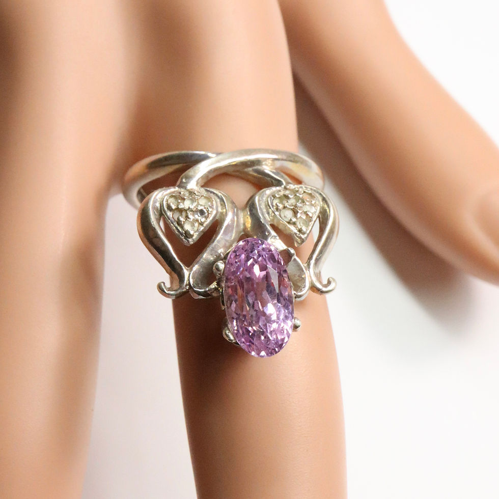 Miniatura: Certified 4.5ct Natural Patroke Pink Kunzite 925 Silver 9ct 14k 18k yellow white rose Gold Platinum engagement ring