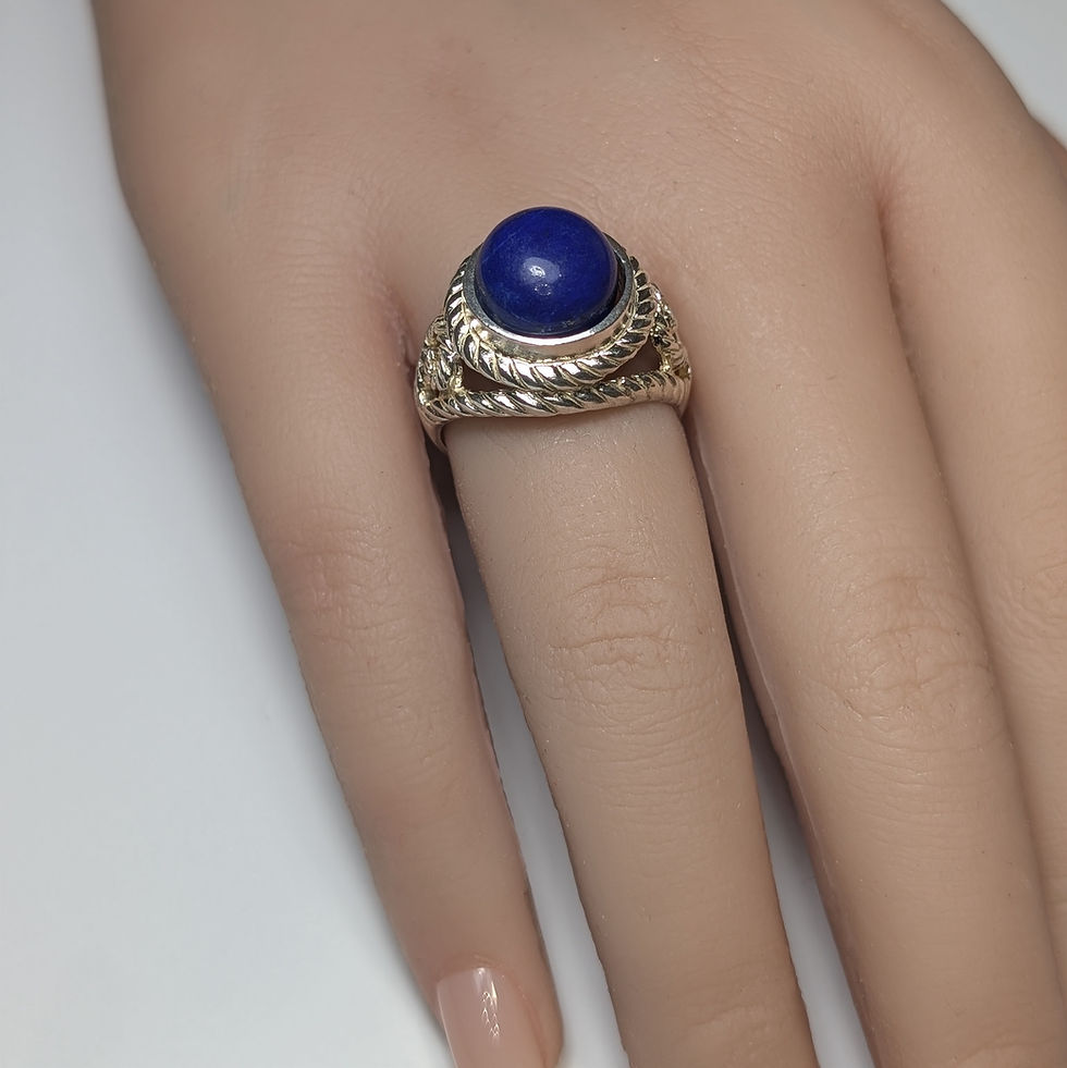 Thumbnail: Certified 5.83ct Natural Lapis Lazuli ring 925 Silver/ Gold/ Platinum