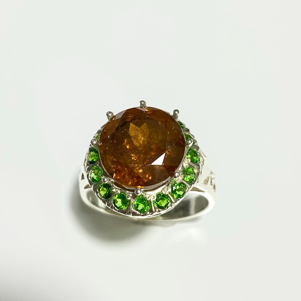縮圖：8.8ct Natural Orange Sphalerite 925 Silver / Gold/ Platinum ring