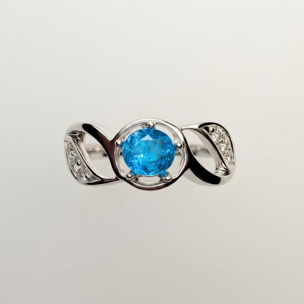 0.86cts Natural Paraiba blue Apatite 925 Silver/ Gold/ Platinum ring