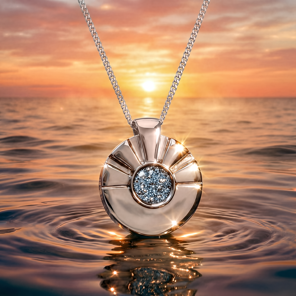 Thumbnail: Solid crystalline Osmium sunrise pendant Silver, Gold or Platinum